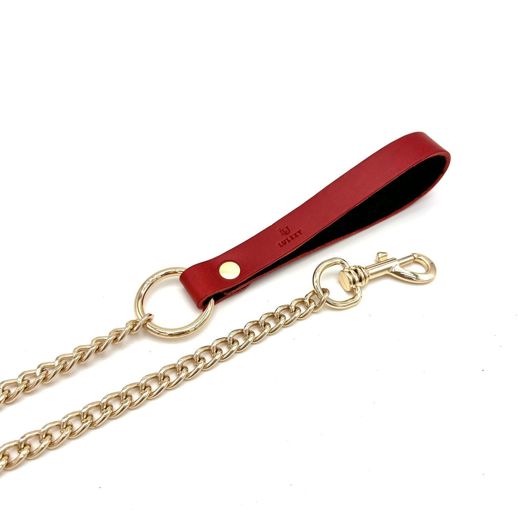 Mona Italian Leather Leash with Chain