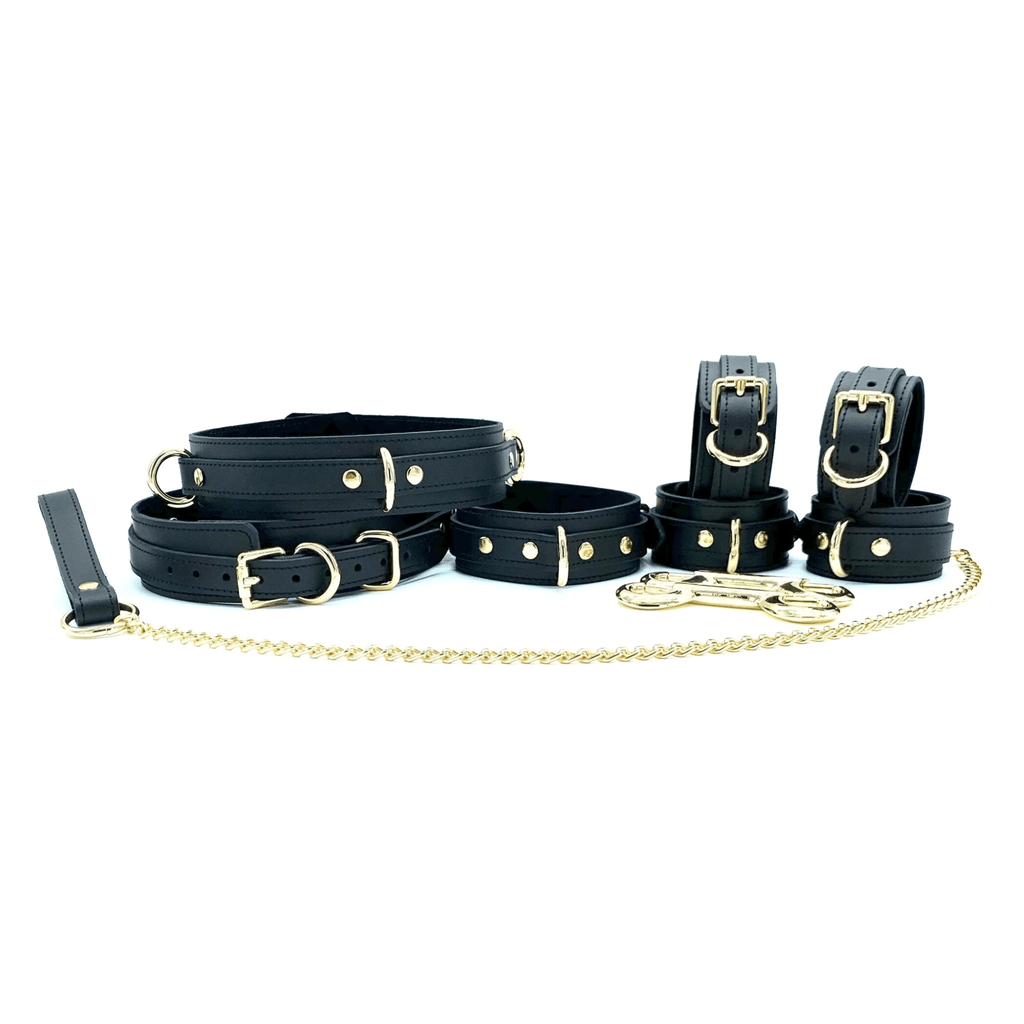 TANGO 7 Piece Black Italian Leather Kit Black