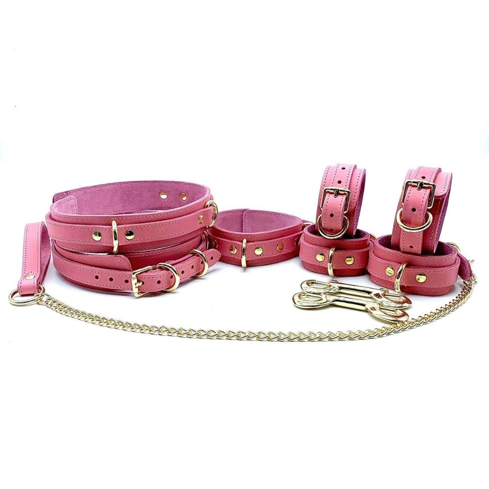 TANGO 7 Piece Italian Pink Leather Bondage Set