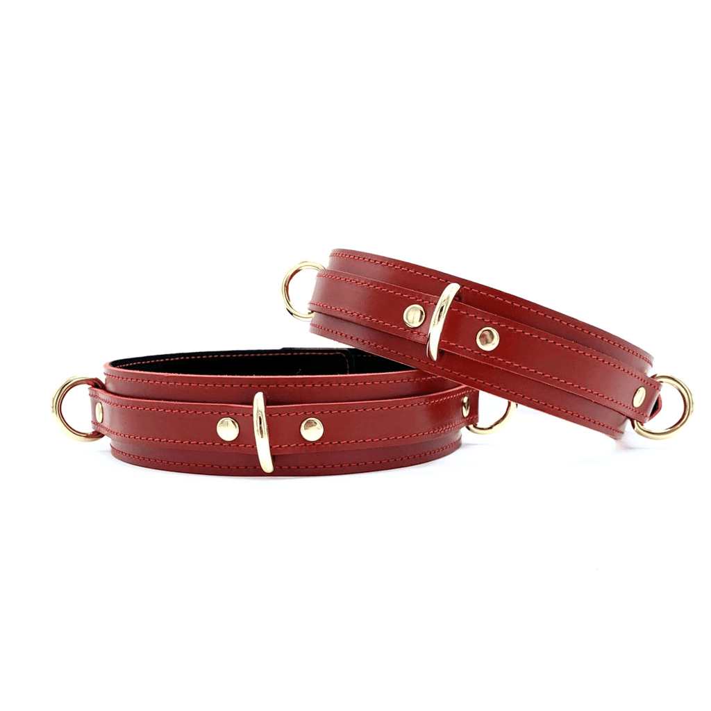 TANGO 7 Piece Red Italian Leather Bondage Set