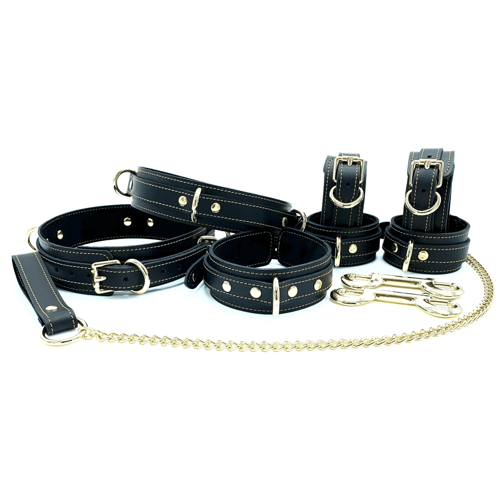 TANGO 7 Piece Set Italian Black Bondage Leather Set