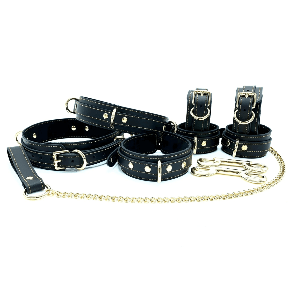 TANGO 7 Piece Set Italian Black Bondage Leather Set