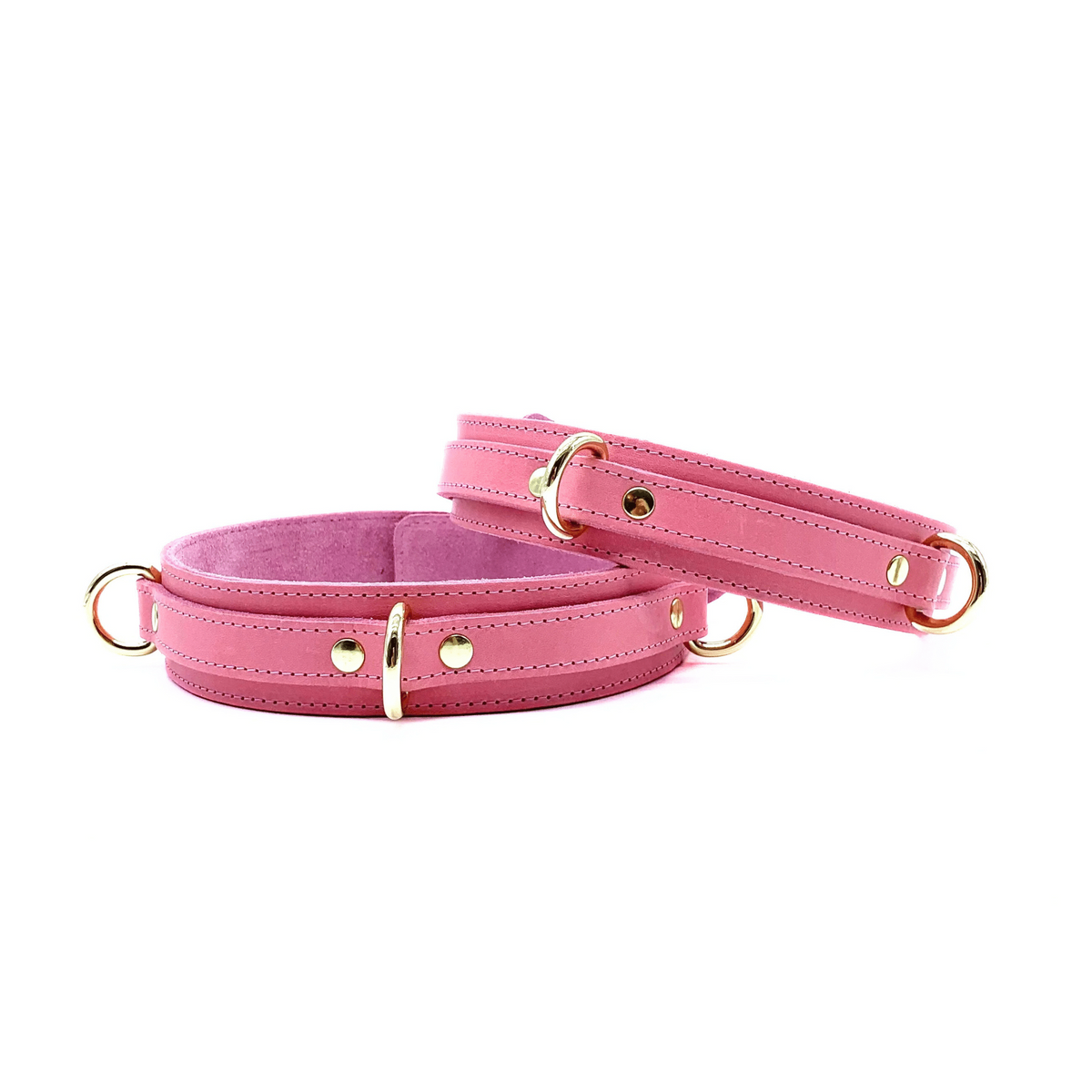 TANGO 7 Piece Italian Pink Leather Bondage Set